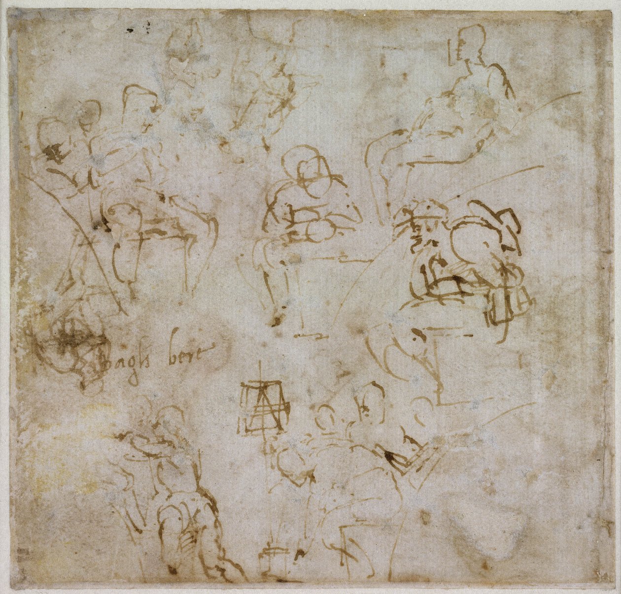 Ábratanulmány írással, 1511 körül alkotó: Michelangelo Buonarroti