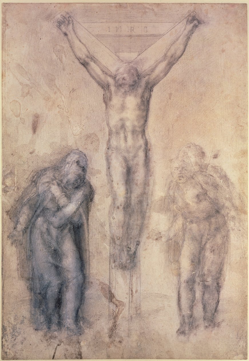 Inv.1895-9-15-509 Recto W.81 Tanulmány a keresztre feszítéshez (ceruza és kréta papíron) alkotó: Michelangelo Buonarroti