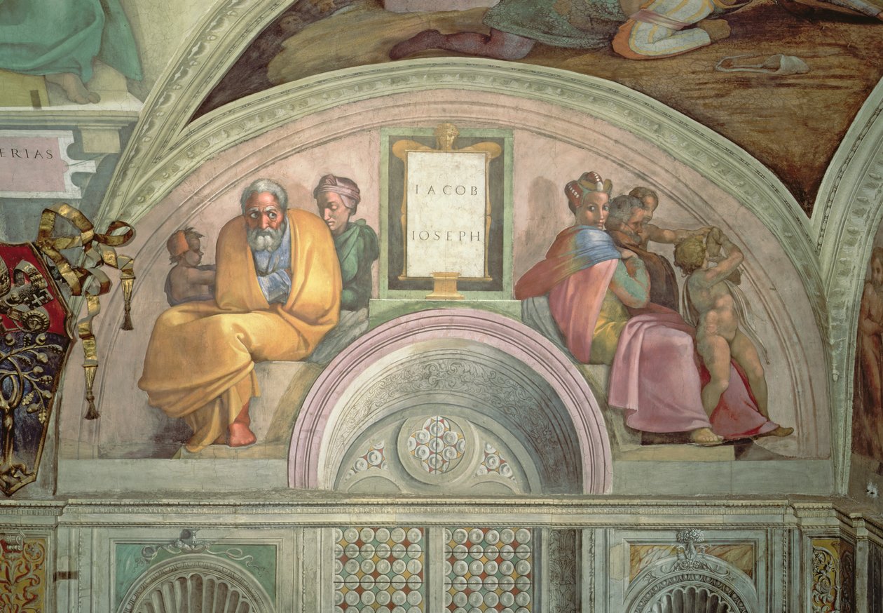 Jákob és József, Sixtus-kápolna alkotó: Michelangelo Buonarroti