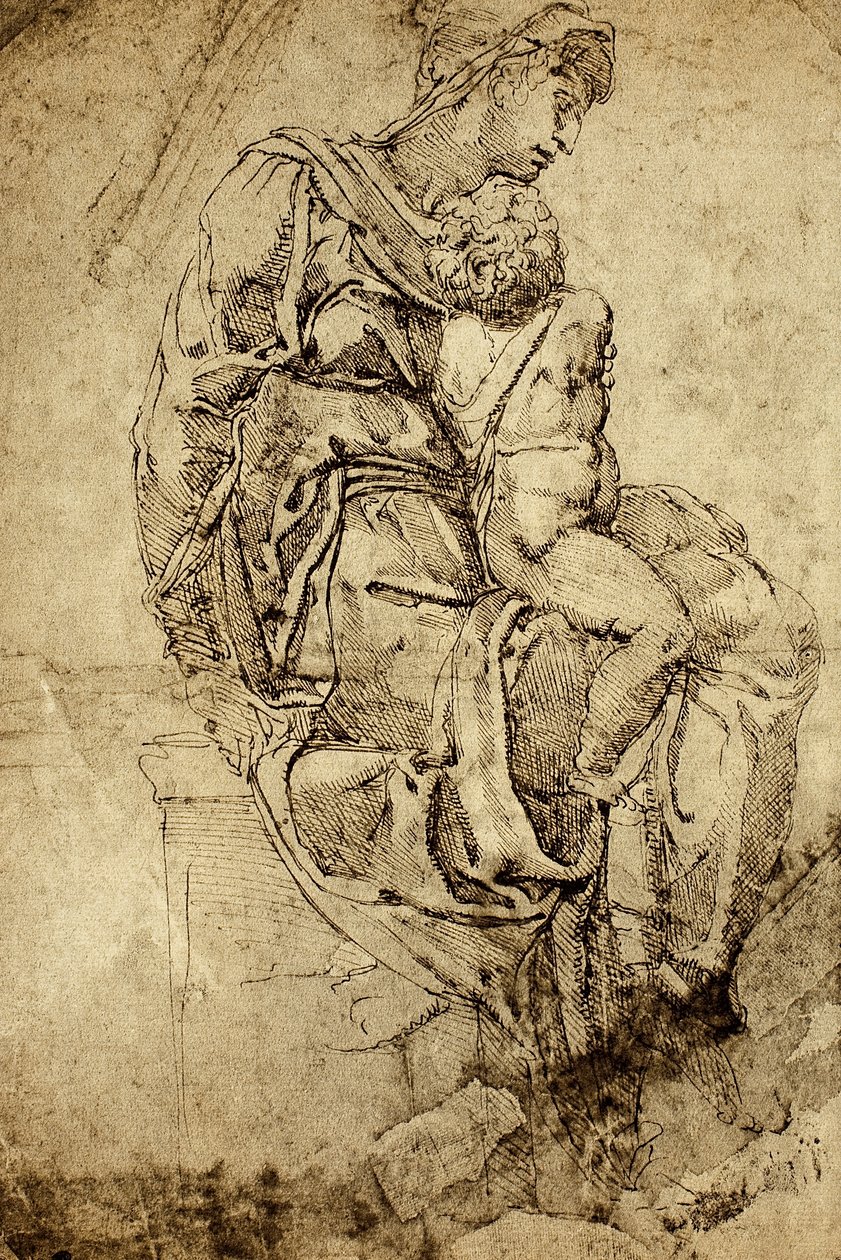 Madonna és gyermek; Michelangelo rajza. Louvre, Párizs alkotó: Michelangelo Buonarroti