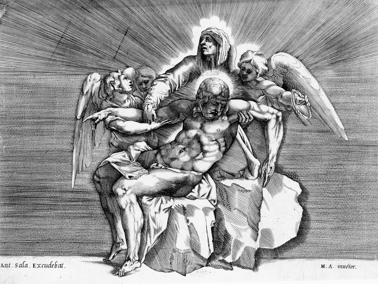 Pieta, metszett Giulio Sanuto alkotó: Michelangelo Buonarroti