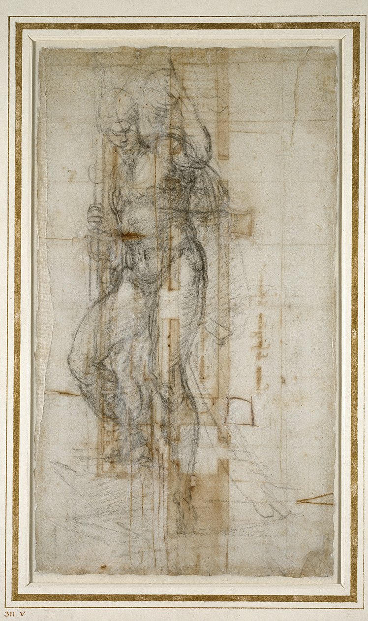San Lorenzo ereklyeszínpad terve, 1532 (kréta papíron) alkotó: Michelangelo Buonarroti