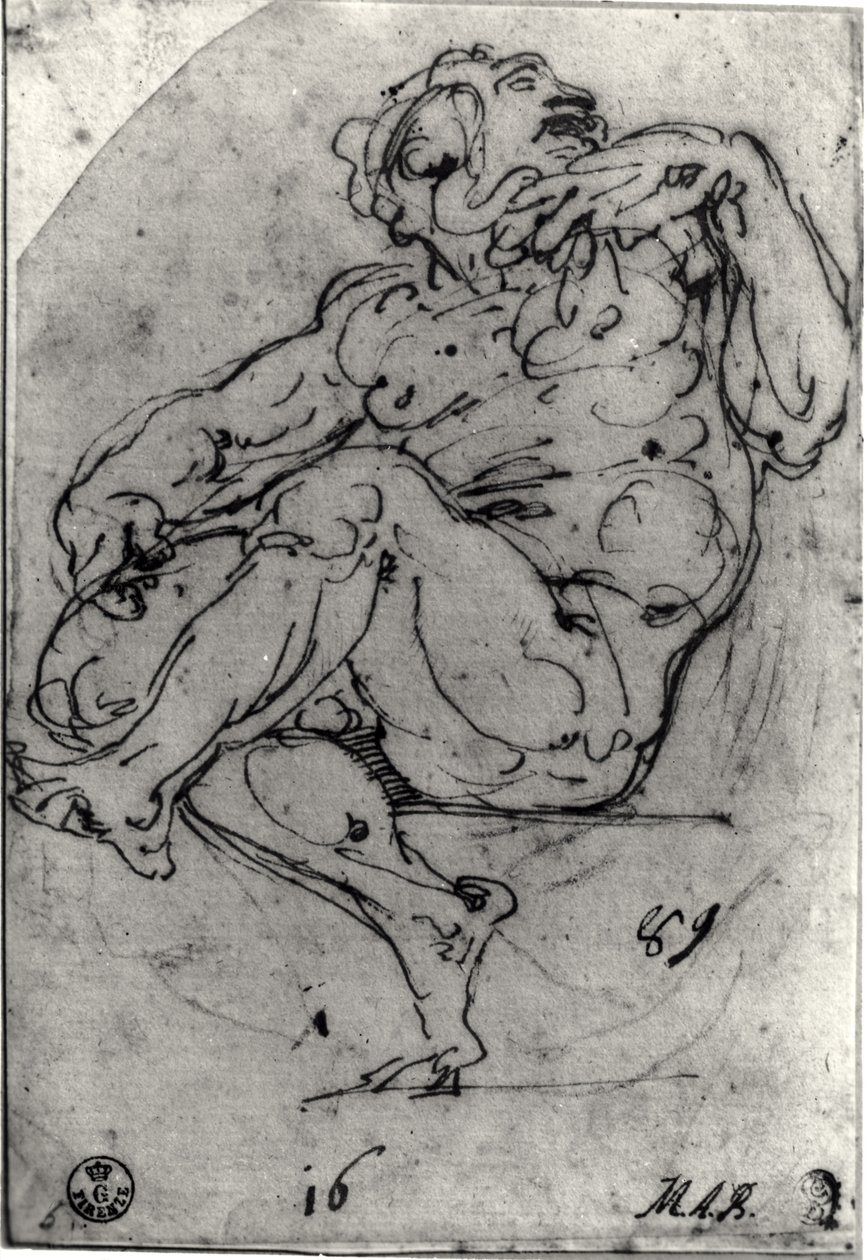 Ülő férfi akt alkotó: Michelangelo Buonarroti