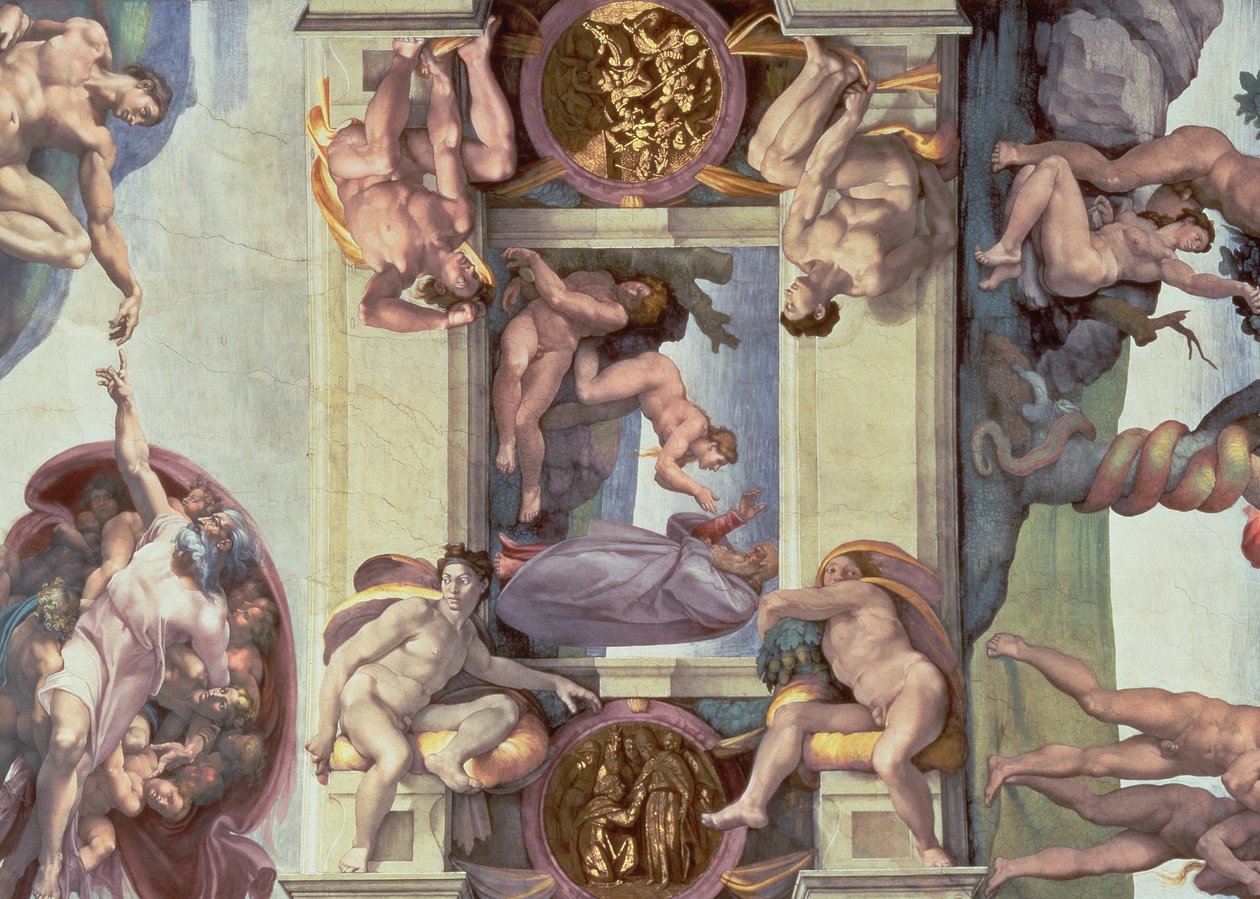 Sixtus-kápolna mennyezete (1508-12): Éva teremtése, 1510 (restaurálás után) alkotó: Michelangelo Buonarroti