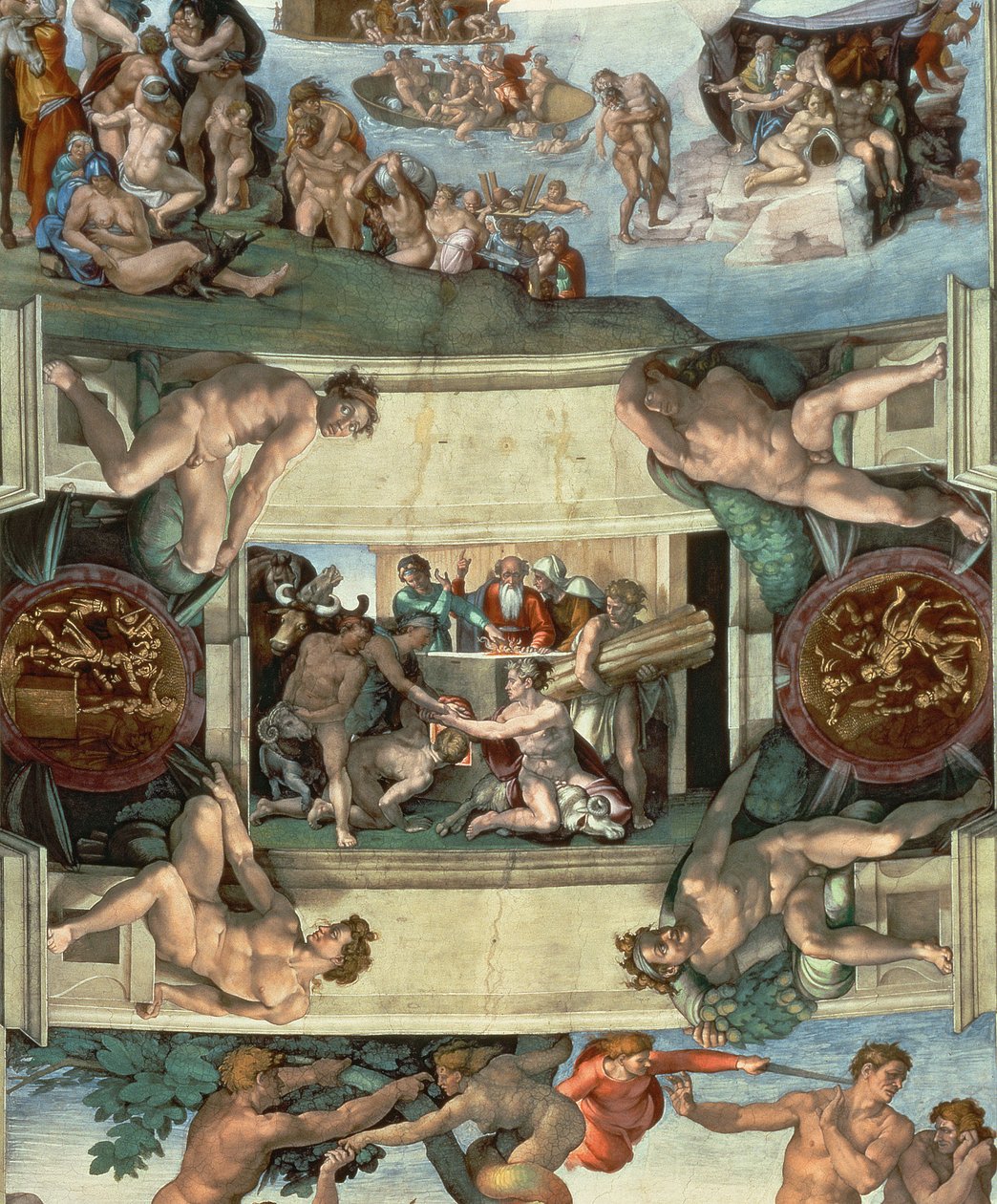 Sixtus-kápolna mennyezete (1508-12): Noé áldozata, 1508-10 (restaurálás után) alkotó: Michelangelo Buonarroti