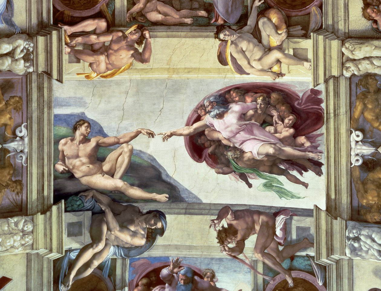 A Sixtus-kápolna mennyezete: Ádám teremtése, 1510 alkotó: Michelangelo Buonarroti