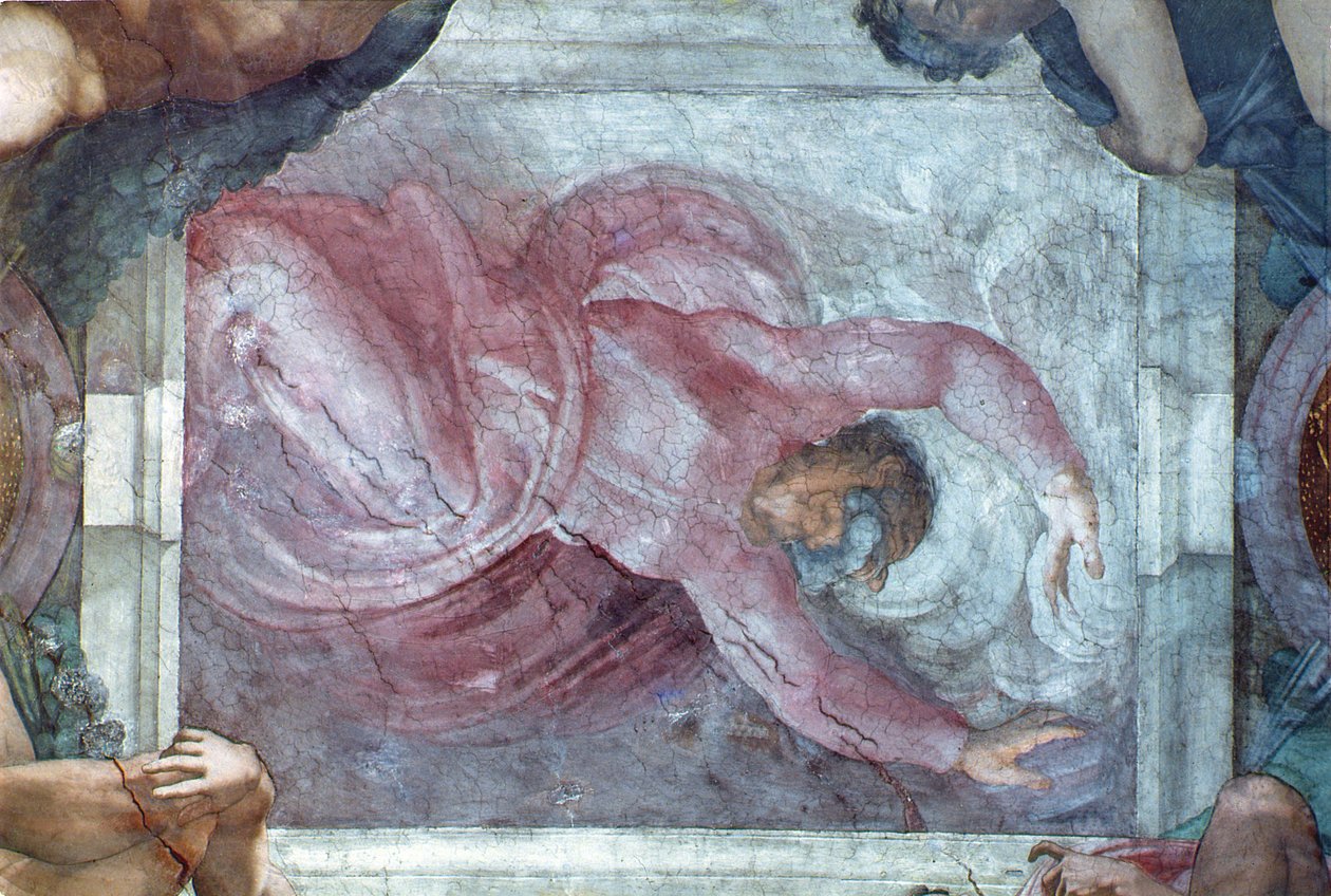 A Sixtus-kápolna mennyezete: Isten elválasztja a fényt a sötétségtől (helyreállítás előtt) alkotó: Michelangelo Buonarroti