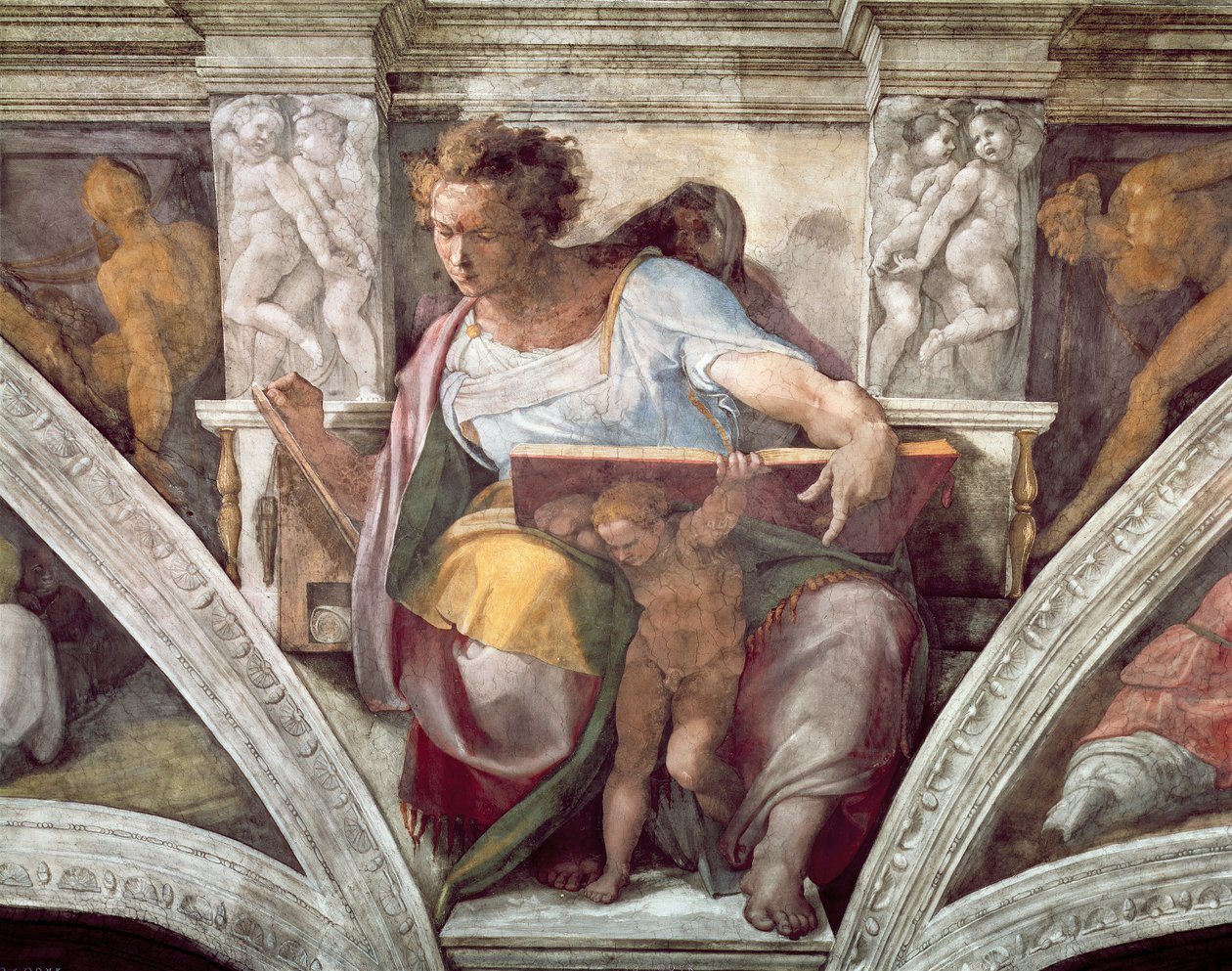 A Sixtus-kápolna mennyezete: Dániel próféta, 1508-1010 körül alkotó: Michelangelo Buonarroti