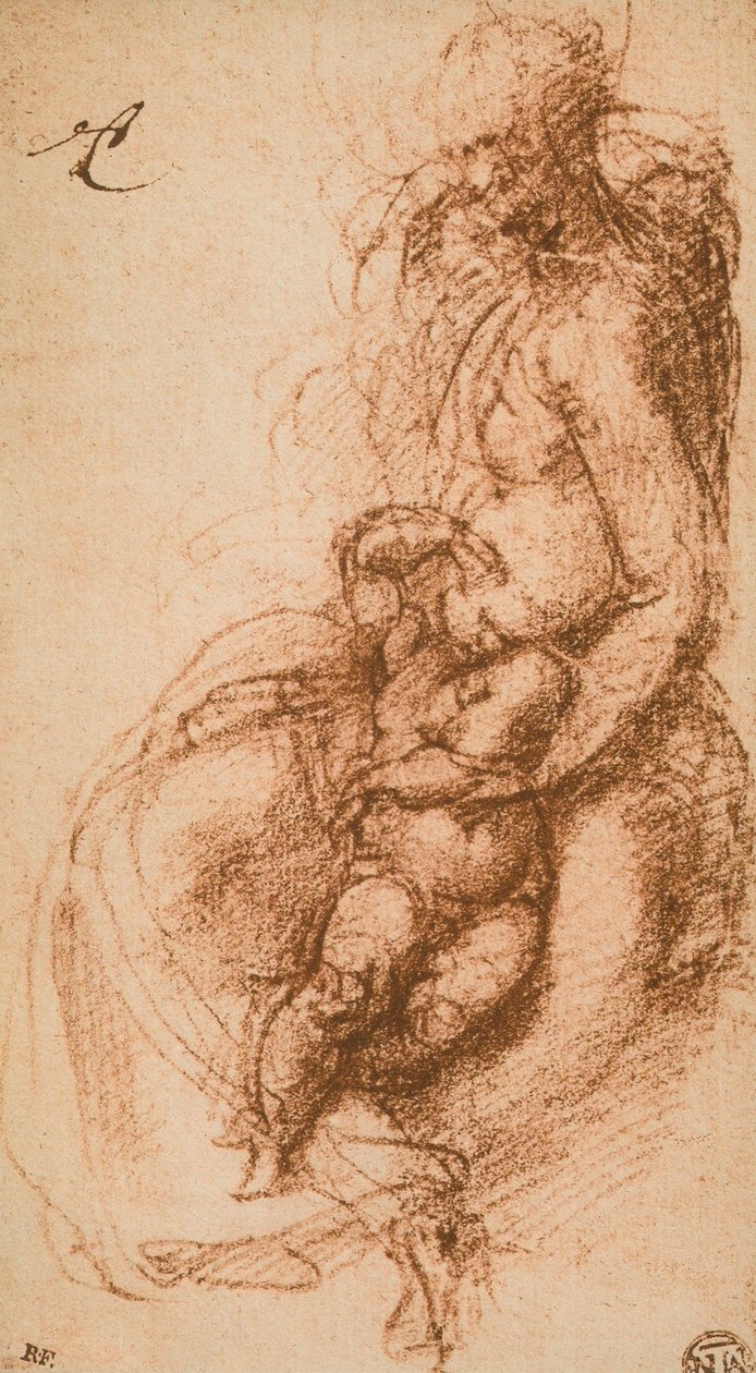 Tanulmány Madonnának és Gyermeknek; Michelangelo rajza. Louvre, Párizs alkotó: Michelangelo Buonarroti