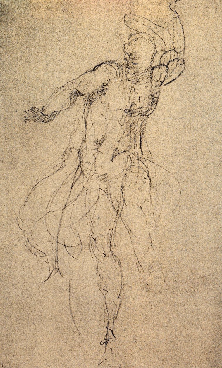 Tanulmány az utolsó ítélethez; Michelangelo rajza. Casa Buonarroti, Firenze alkotó: Michelangelo Buonarroti