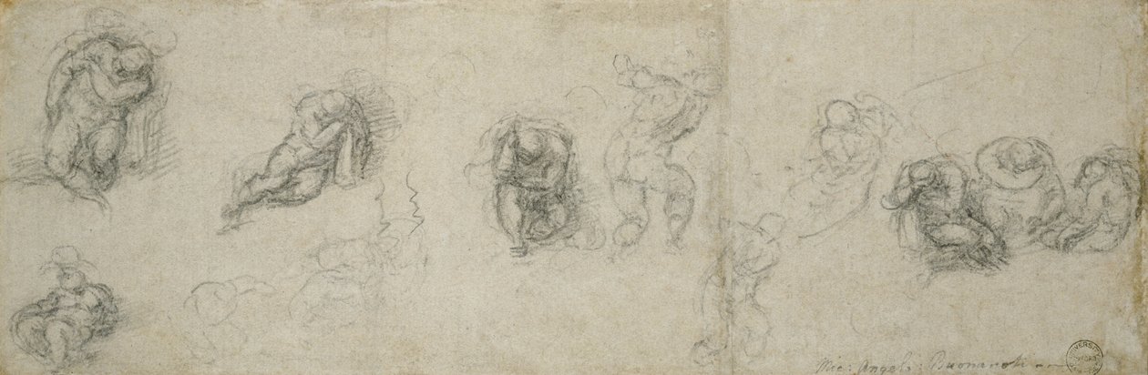 Apostolok tanulmánya, 1550-55 körül (fekete kréta, papír) alkotó: Michelangelo Buonarroti