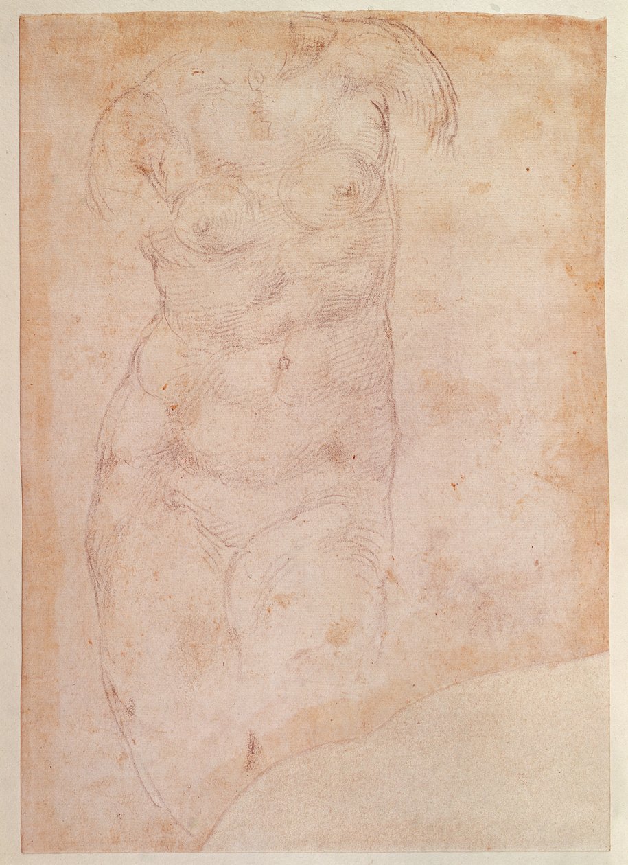 Tanulmány egy női aktról alkotó: Michelangelo Buonarroti