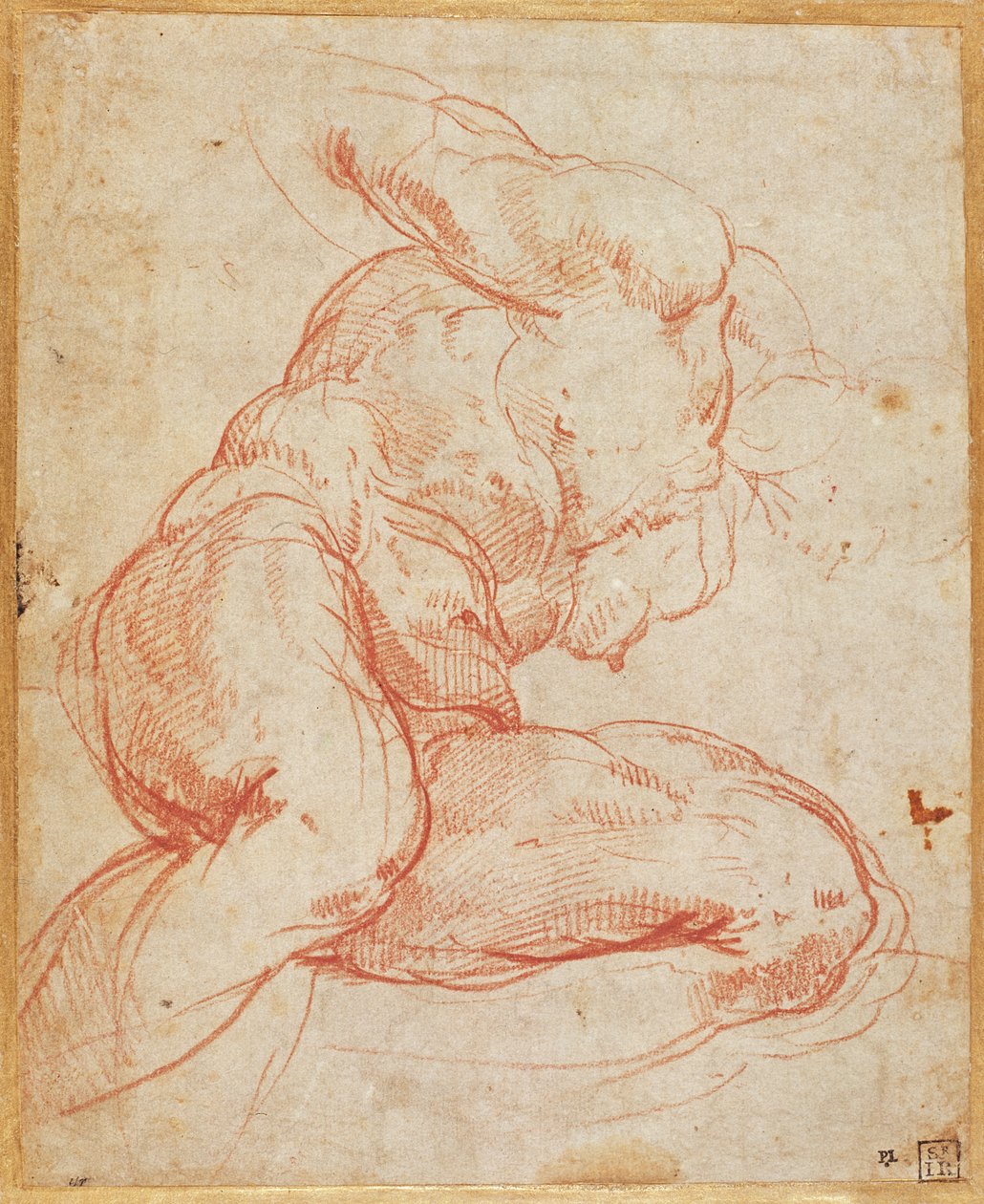 Tanulmány egy aktról alkotó: Michelangelo Buonarroti