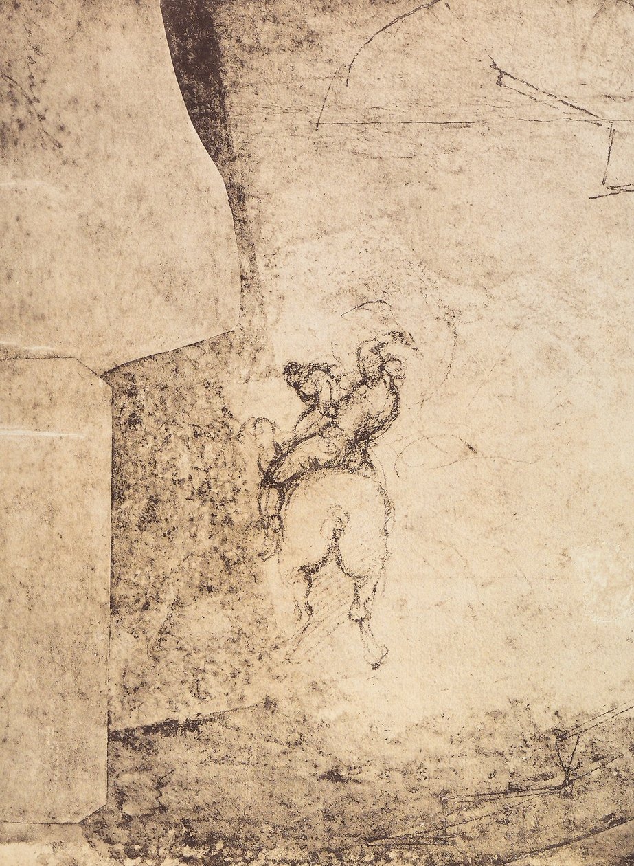 Tanulmány egy lovasról: Michelangelo rajza, Rajzok és Nyomtatványok kabinetje, Uffizi Galéria, Firenze alkotó: Michelangelo Buonarroti