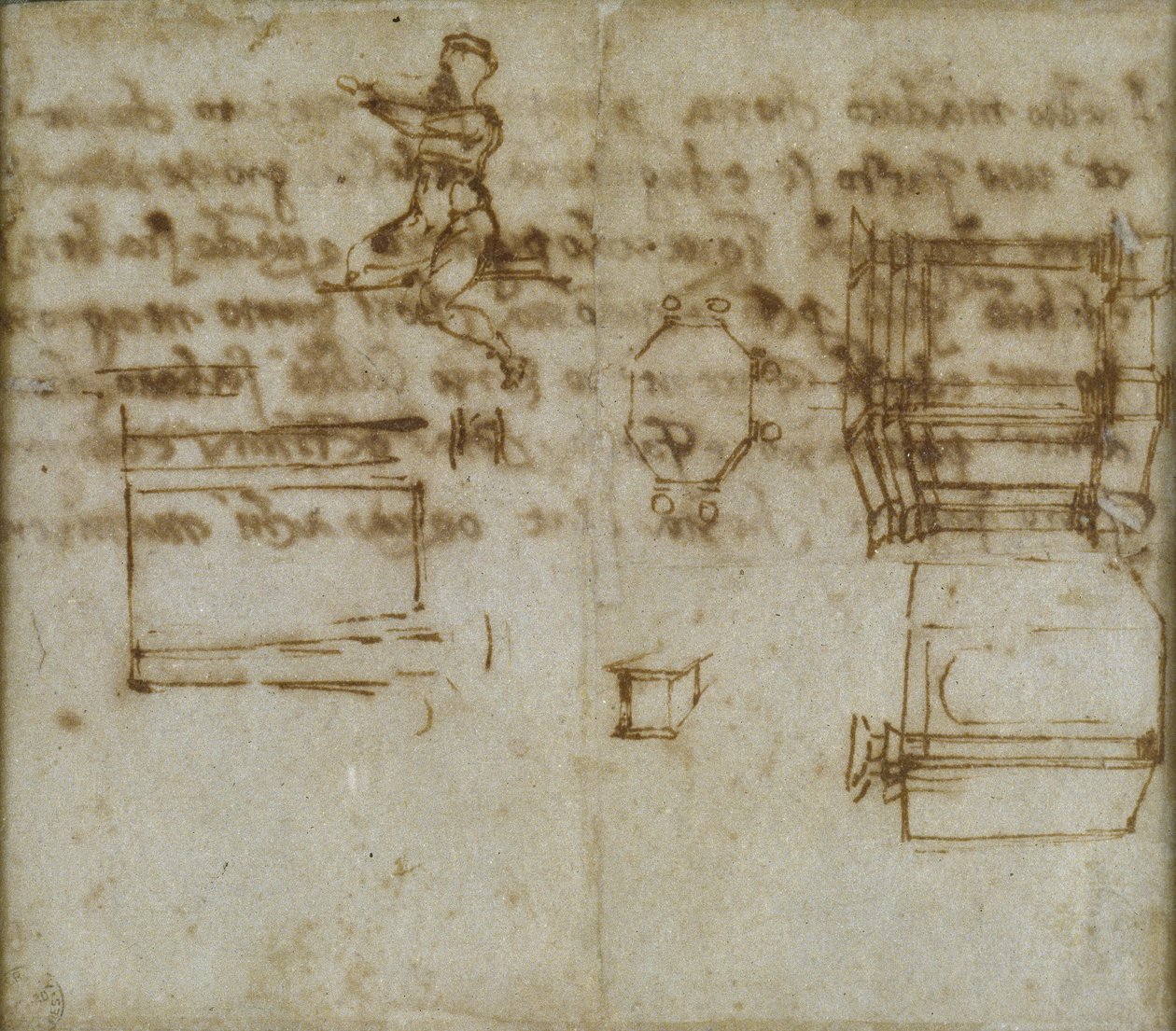 Egy nyolcszögletű épület tanulmánya, 1518 alkotó: Michelangelo Buonarroti