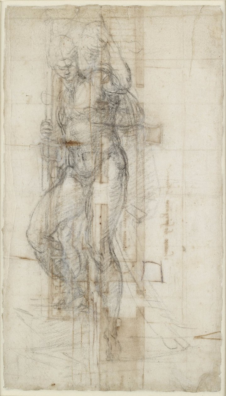 Tanulmány Krisztus feltámadásáról, 1532 körül (kréta papíron) alkotó: Michelangelo Buonarroti