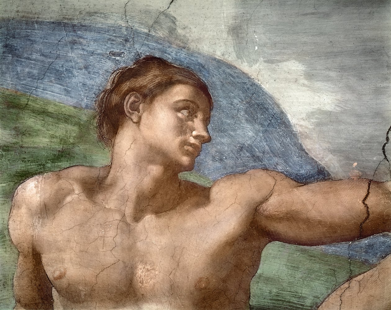 Ádám teremtése, Ádám fejének részlete, 1508-12 alkotó: Michelangelo Buonarroti