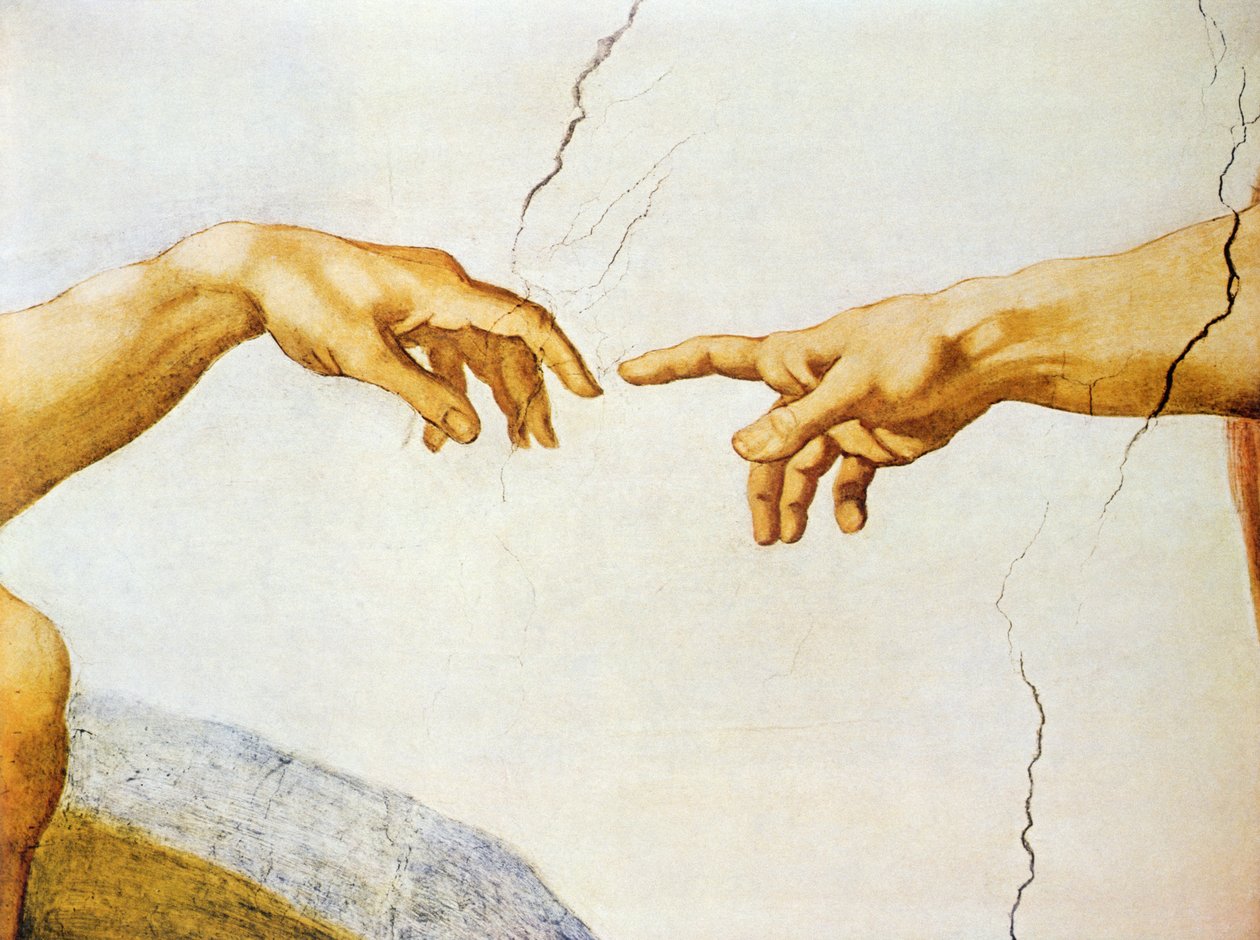 Ádám teremtése, a Sixtusi mennyezetről, 1510 (részlet) alkotó: Michelangelo Buonarroti