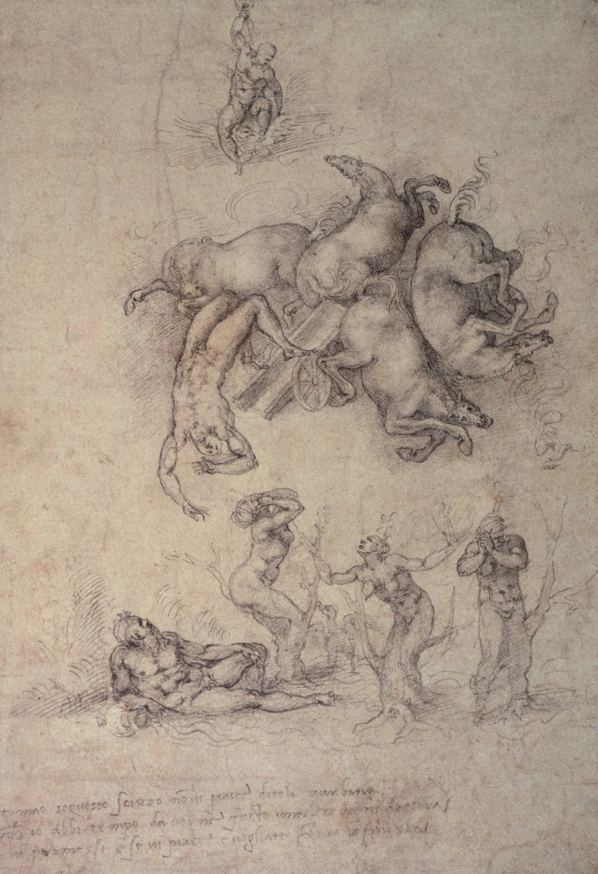 Phaethon bukása, 1533 alkotó: Michelangelo Buonarroti