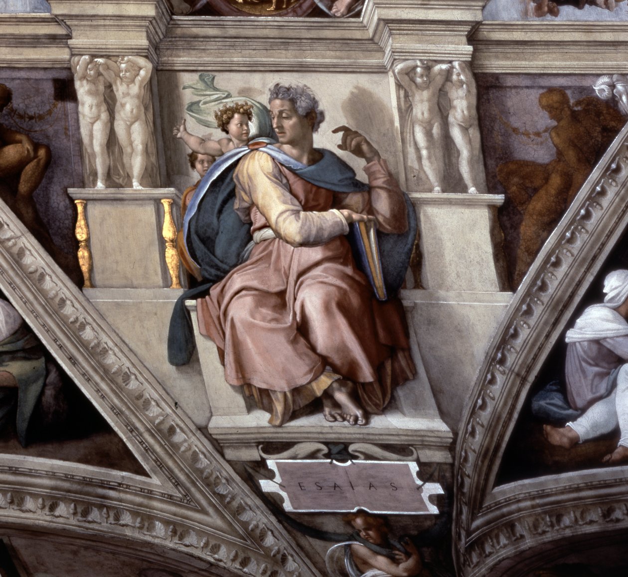 Ézsaiás próféta, a Sixtus-kápolna mennyezete alkotó: Michelangelo Buonarroti