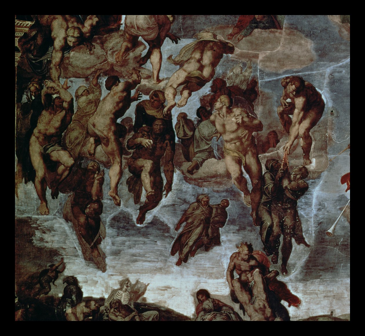 Az igazak a mennybe vonva, részlet Az utolsó ítéletből, a Sixtus-kápolnában, 1508-1212 körül alkotó: Michelangelo Buonarroti