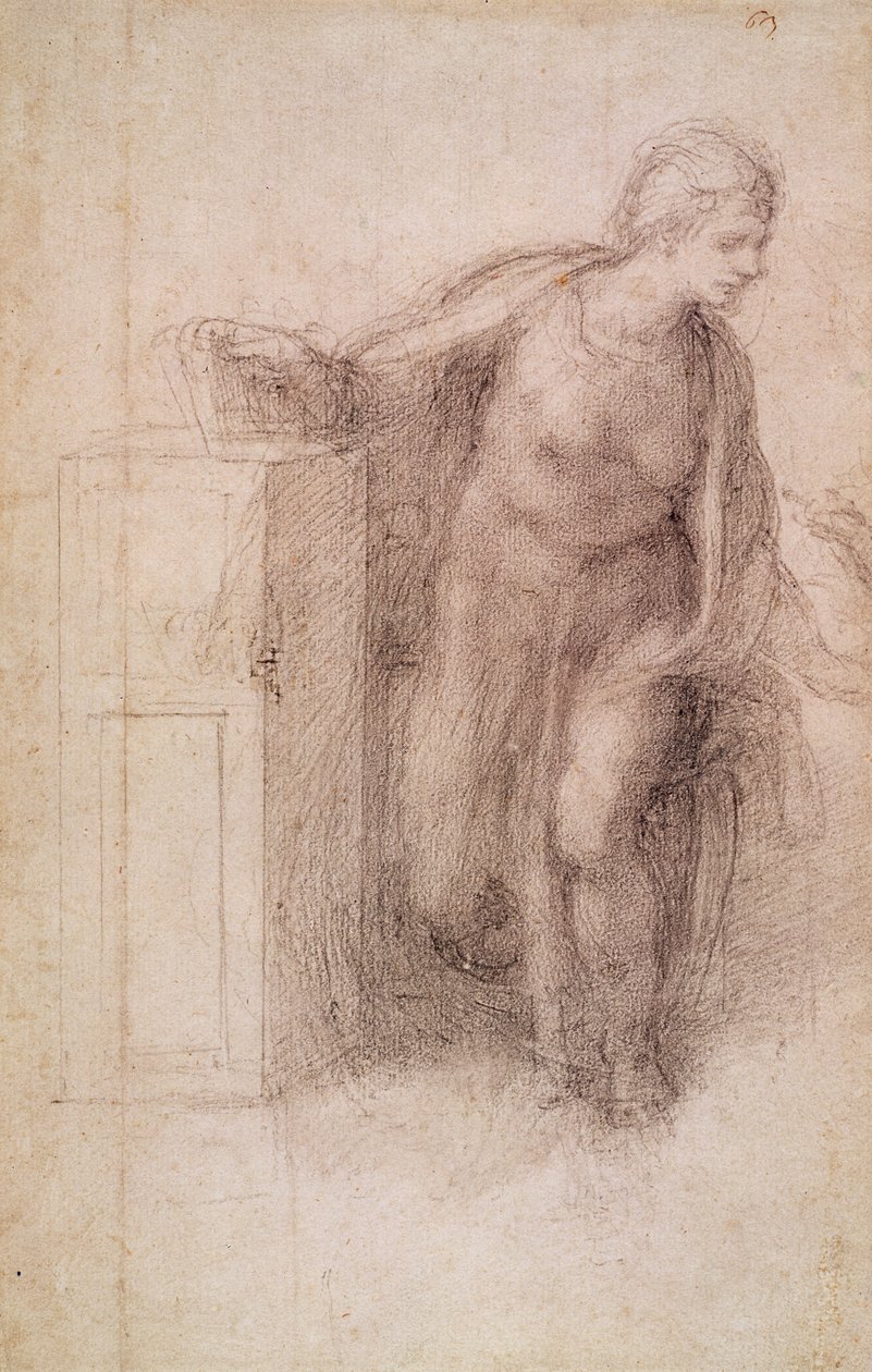A Szűz Angyali üdvözlet, 1546 körül (fekete kréta papíron) alkotó: Michelangelo Buonarroti