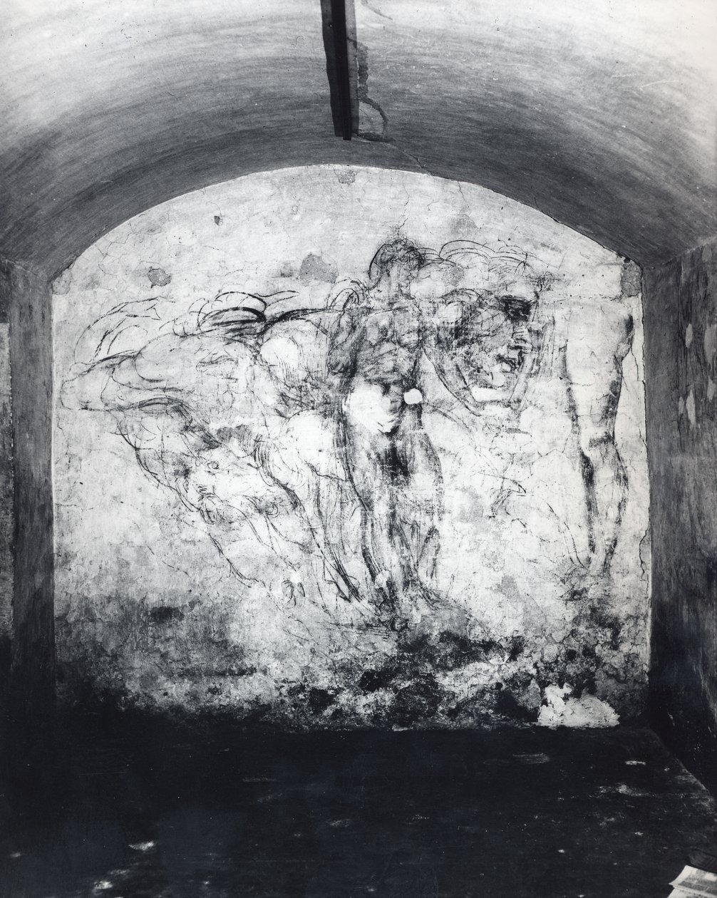 Figurák fali rajza, 1530 körül (szén, vakolat) alkotó: Michelangelo Buonarroti