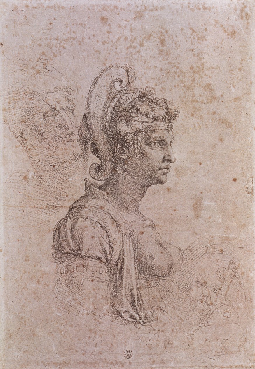 Zenobia, Palmyra királynője, Szíria (i.sz. 3. század) (szén papíron) alkotó: Michelangelo Buonarroti