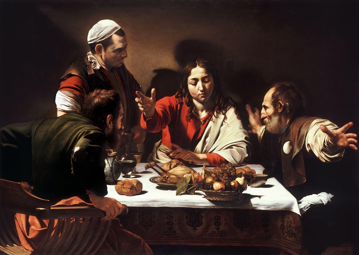 Vacsora Emmausban alkotó: Michelangelo Merisi Caravaggio