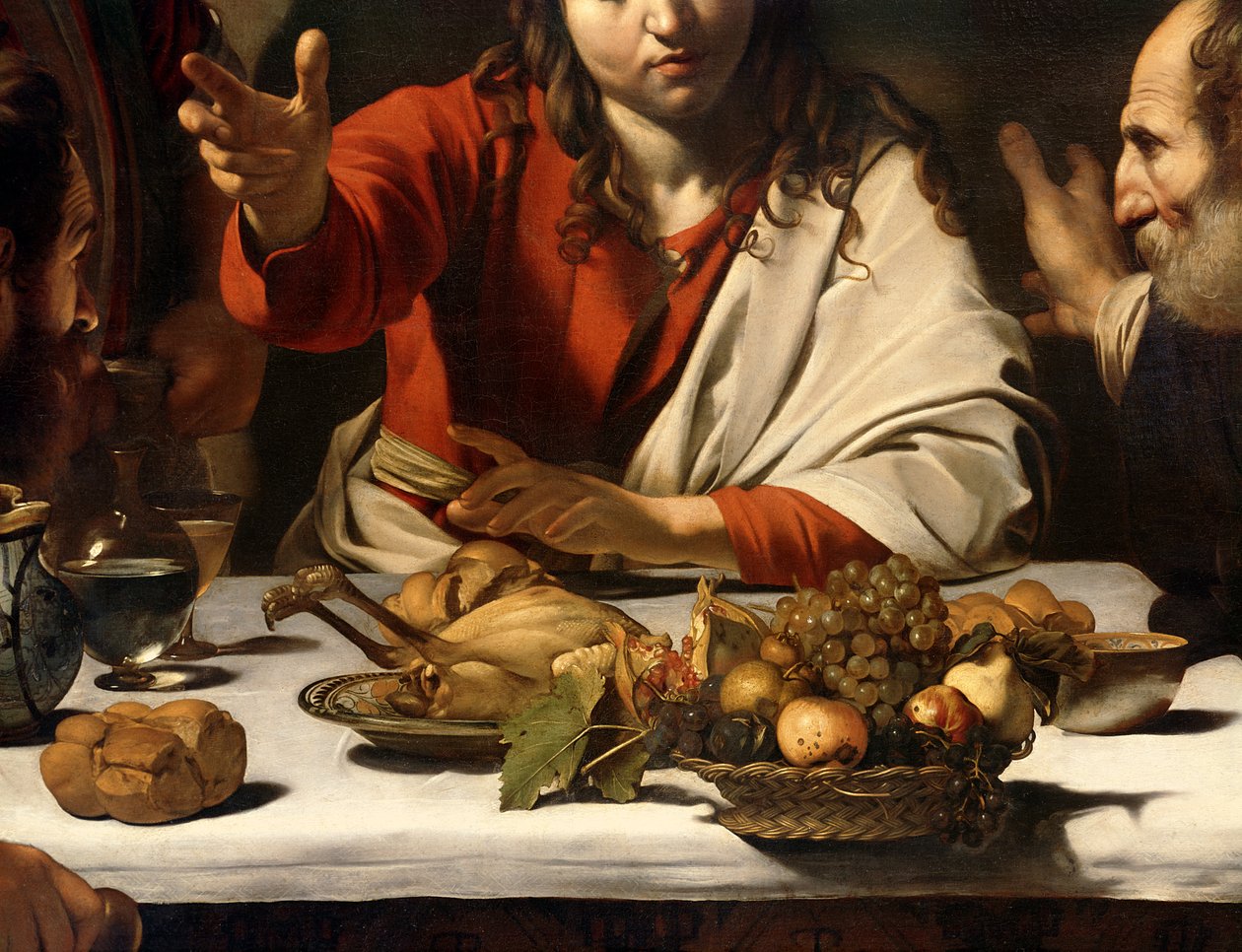 Vacsora Emmausban, 1601 (olaj és tempera, vászon) (928. részlet) alkotó: Michelangelo Merisi Caravaggio