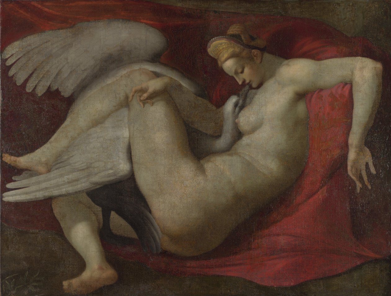 Léda és a hattyú, 1530 után (olaj, vászon) alkotó: Michelangelo (School of) Buonarroti