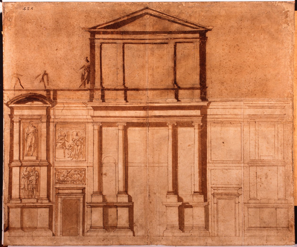 A San Lorenzo homlokzatának rajza alkotó: Michelangelo (after) Buonarroti