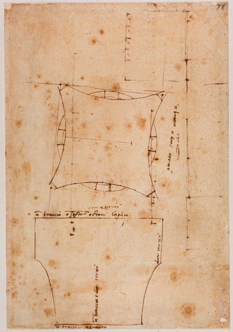 Tőkerajz és alaprajz, 16. század (rajz) alkotó: Michelangelo (after) Buonarroti