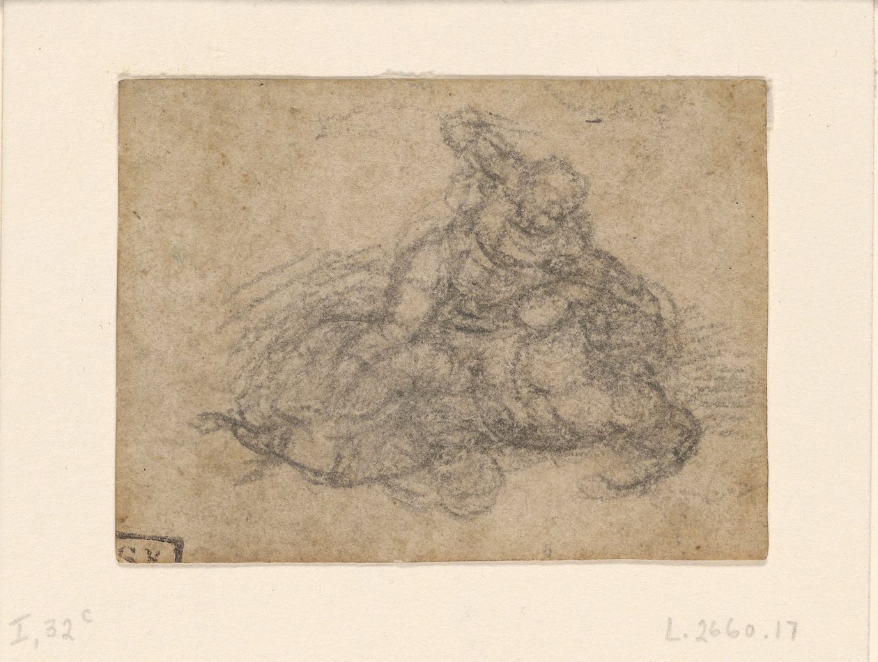 Michelangelo - Dávid és Góliát. Verso szabályozott építészeti tanulmányok, 1550-1556 körül, I, 32c. alkotó: Michelangelo