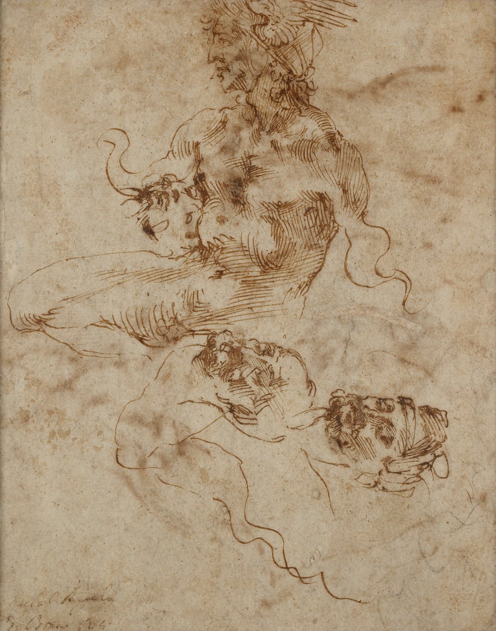 Tritonra emlékeztető figura, c1490-1560 alkotó: Michelangelo Buonarroti