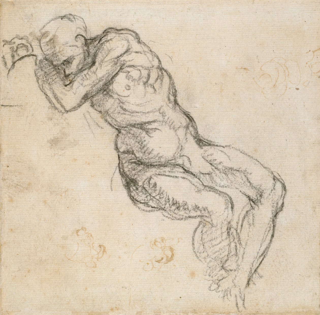 Egy meztelen férfi alszik, 1490-1560 alkotó: Michelangelo Buonarroti