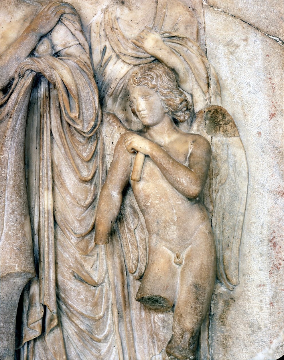 Angyal, velencei márvány, 16. század eleje. Temetési szertartás, részlet, Louvre Múzeum. Michelangelo Buonarroti dit Michel Ange (Michelangelo vagy Michelangelo) szobra alkotó: Michelangelo Buonarroti
