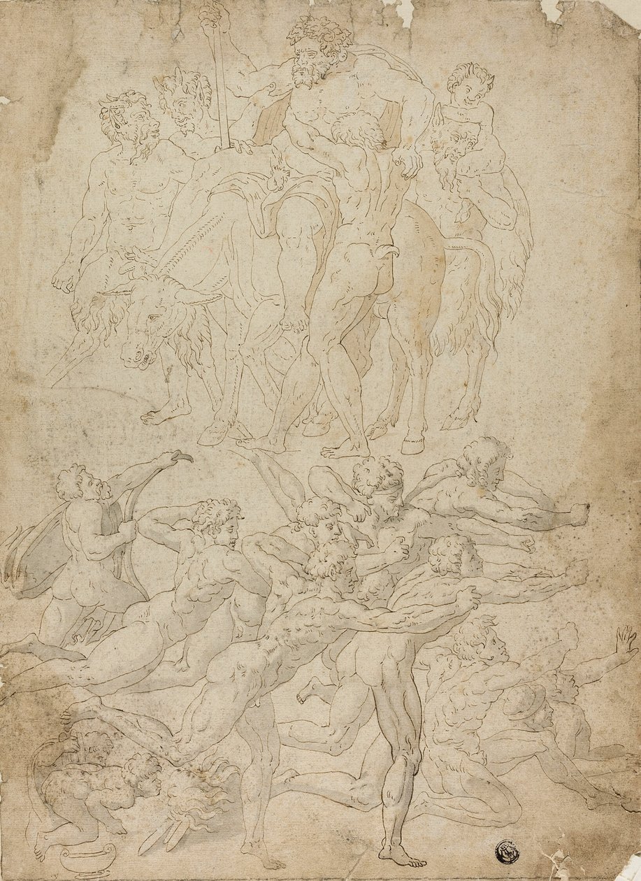 A Hermre lövő íjászok, Bacchus diadala és más tanulmányok alkotó: Michelangelo Buonarroti