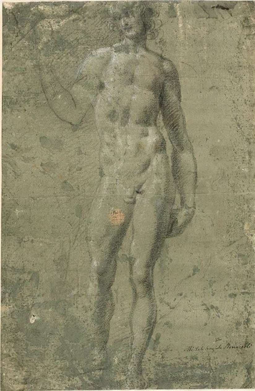 Bacchus (recto); Építészeti vázlatok (fordítva) alkotó: Michelangelo Buonarroti
