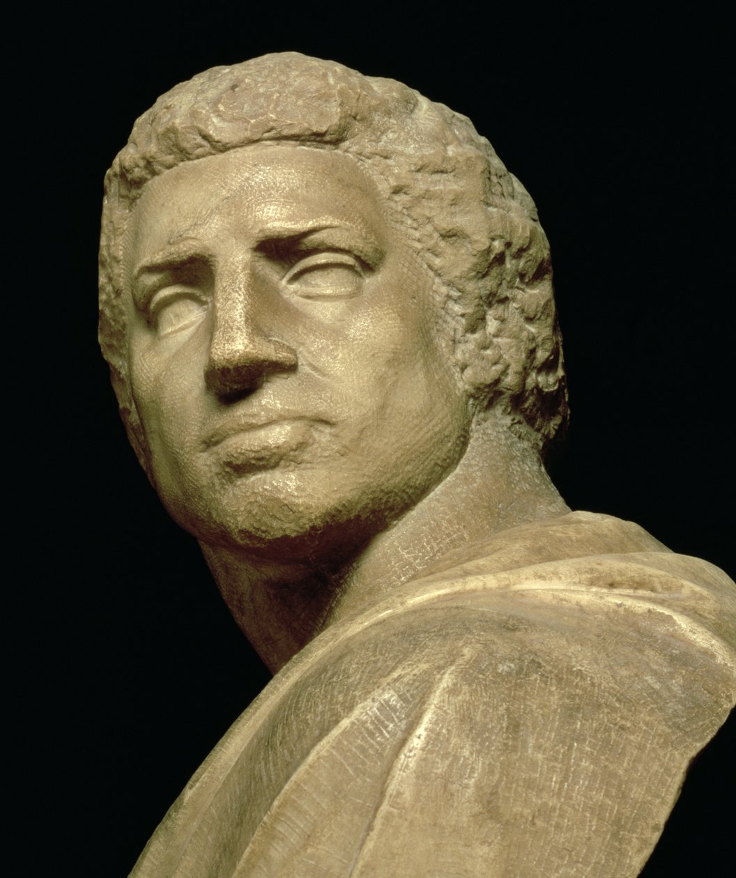 Brutus, a fej részlete Michelangelo Buonarroti 1475-1564 mellszobráról, 1539-40 körüli márványrészlet a 79848-ból alkotó: Michelangelo Buonarroti