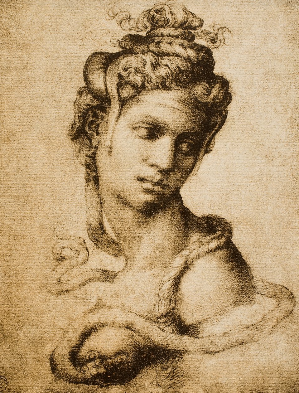 Kleopátra, Michelangelo rajza Tommaso Cavalieri számára. Casa Buonarroti, Firenze alkotó: Michelangelo Buonarroti