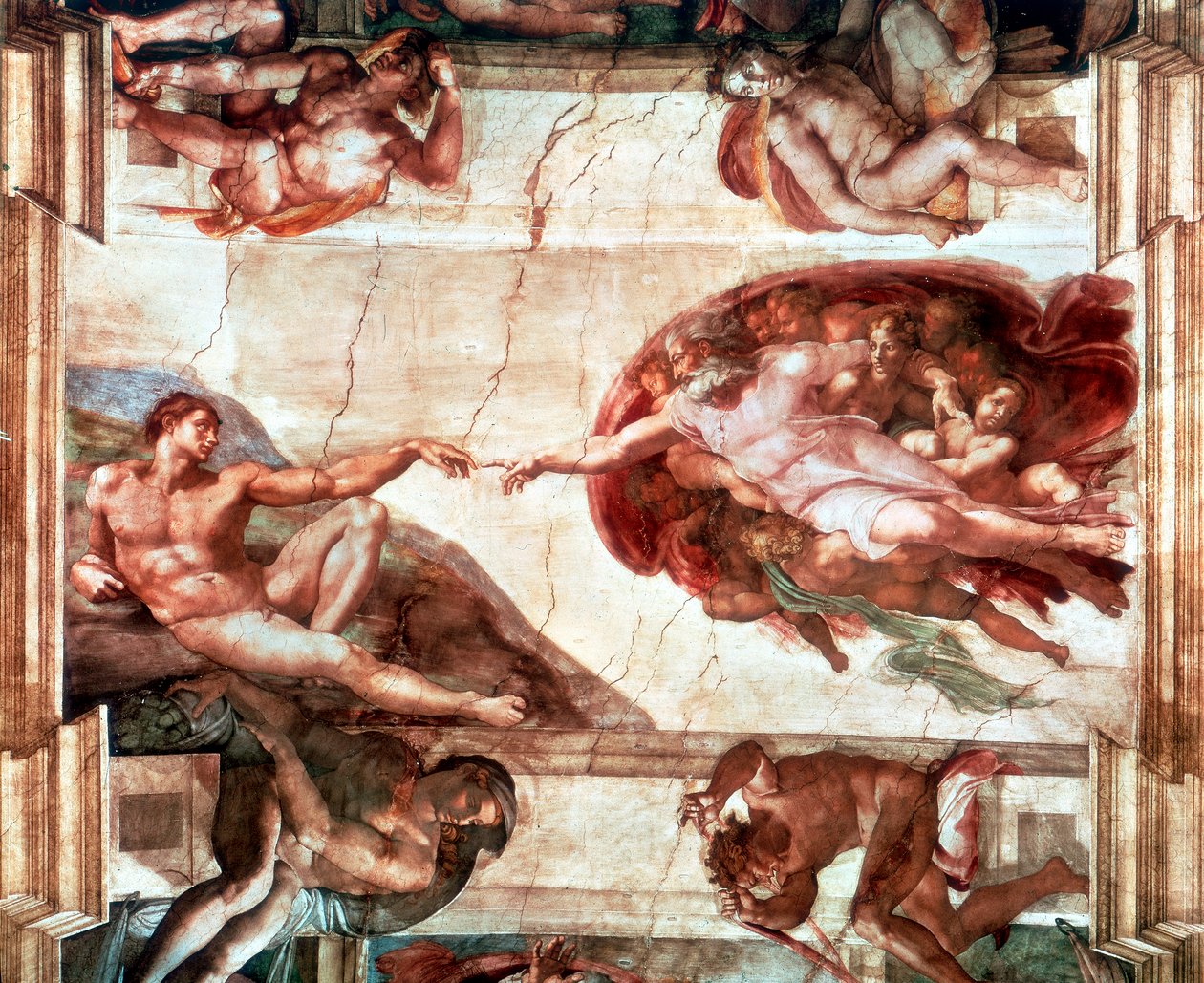 „Ádám teremtése”, 1508-1512 alkotó: Michelangelo Buonarroti