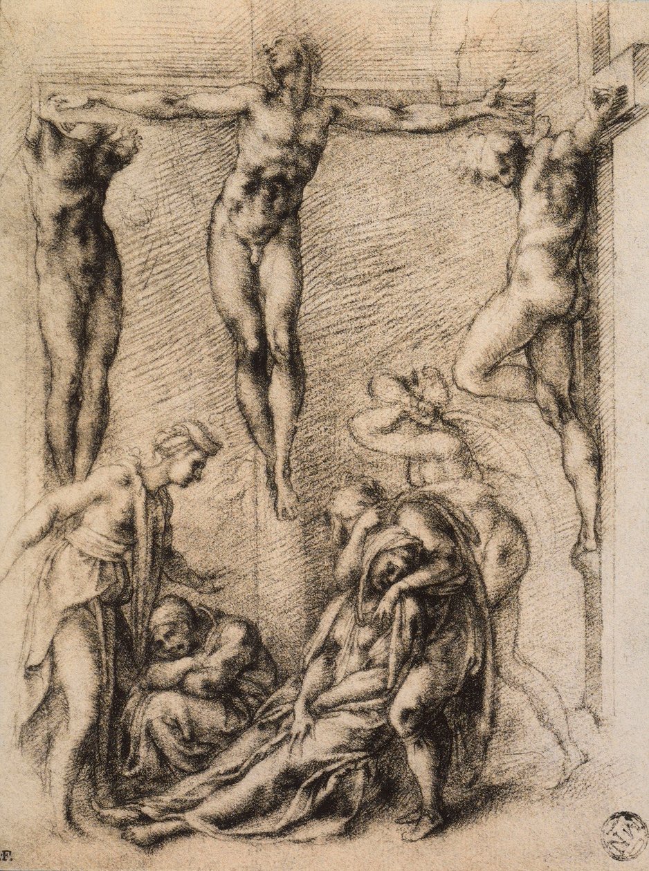 Keresztre feszítés, Michelangelo rajza. Musee du Louvre, Párizs alkotó: Michelangelo Buonarroti