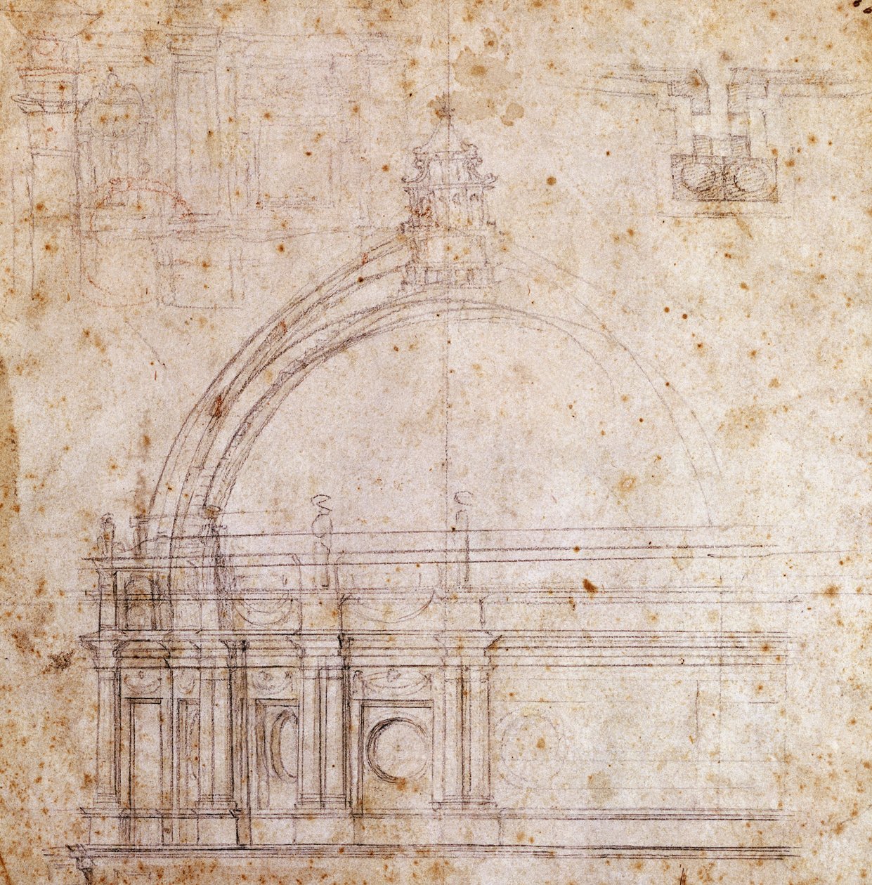Tervezési rajzok a vatikáni Szent Péter-bazilika kupolájához, Michelangelo (1475-1564), Olaszország terve alkotó: Michelangelo Buonarroti