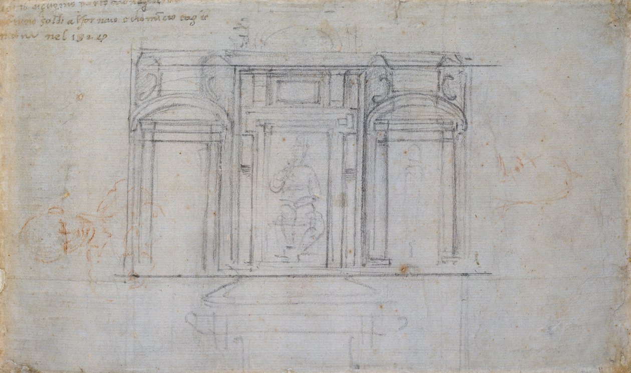 Tervezés az egyik Medici-sírhoz, 16. század eleje alkotó: Michelangelo Buonarroti