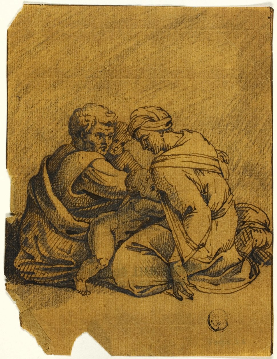 Családi csoport: Oziás, Júda királya, akit anyja ápolt. alkotó: Michelangelo Buonarroti