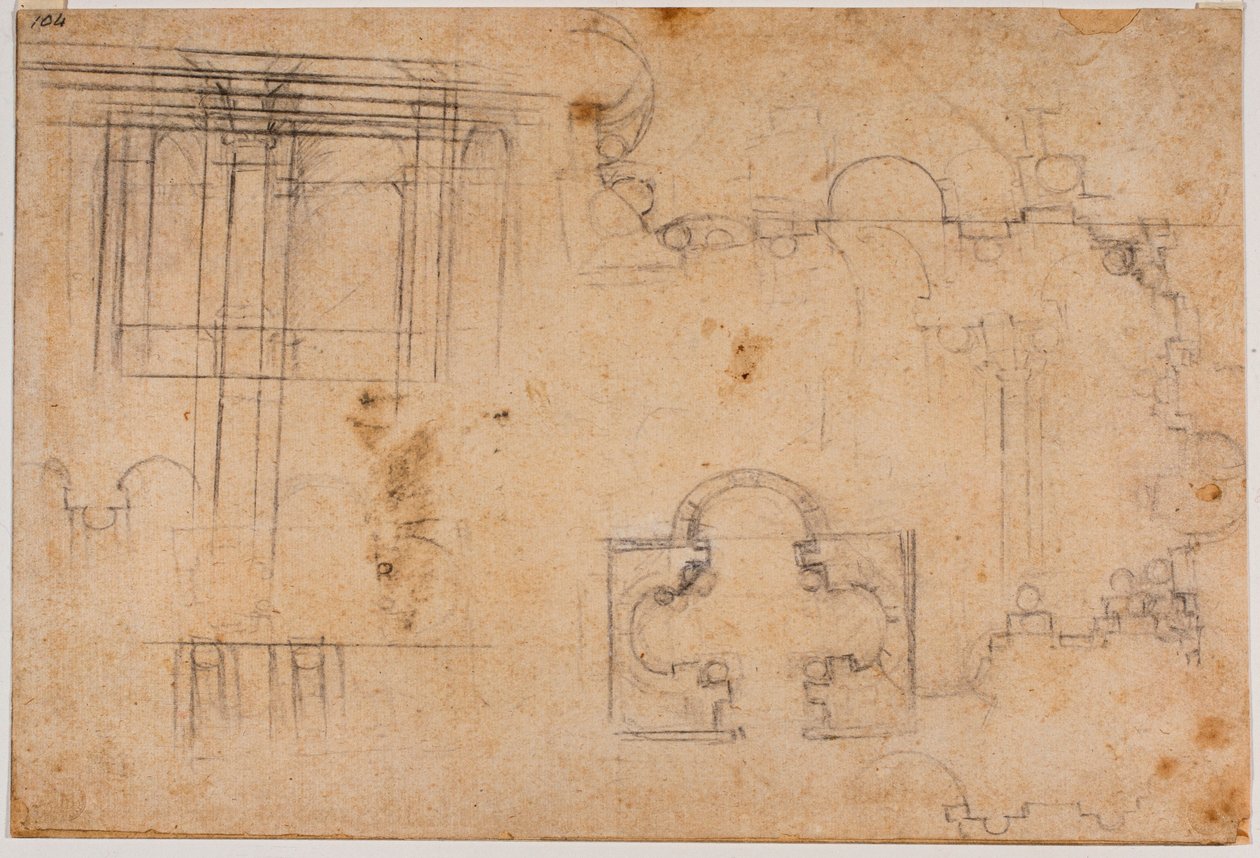 A Sforza-kápolna alaprajza és építészeti nézetei alkotó: Michelangelo Buonarroti