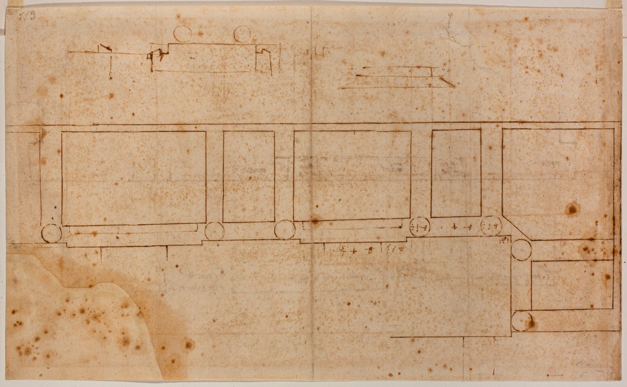 A San Lorenzo homlokzatának alaprajza alkotó: Michelangelo Buonarroti