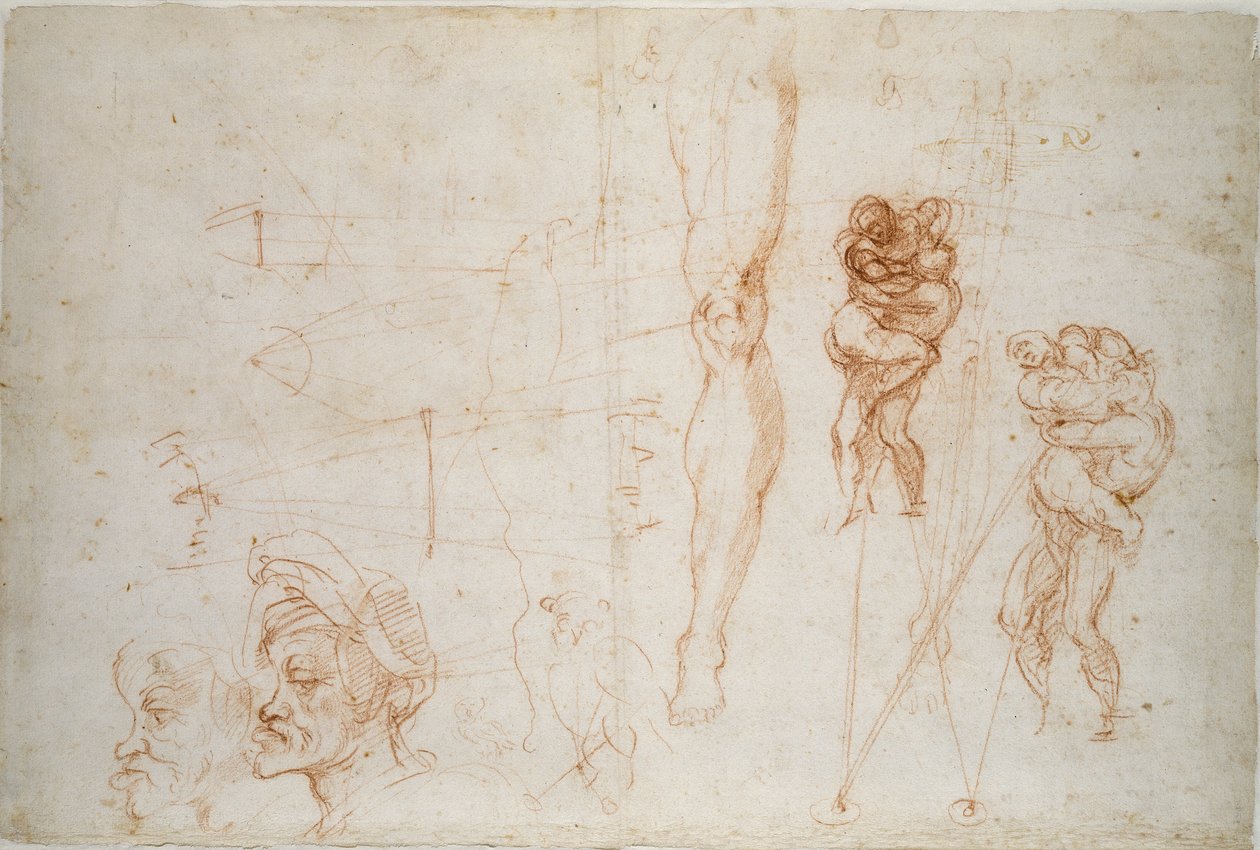 Herkules és Antaeus és más tanulmányok, 16. század alkotó: Michelangelo Buonarroti