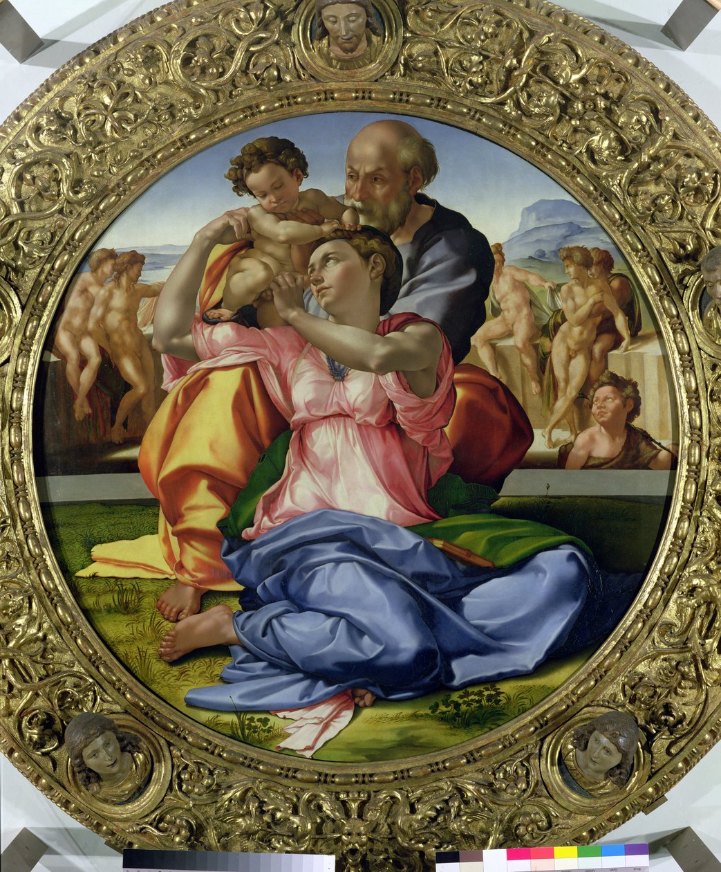 Szent Család Szent Jánossal (Doni Tondo) 1504-05 (lásd még: 30103) alkotó: Michelangelo Buonarroti